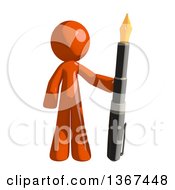 Poster, Art Print Of Orange Man Holding A Fountain Pen