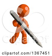 Poster, Art Print Of Orange Man Holding A Pen