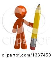 Poster, Art Print Of Orange Man Holding A Pencil