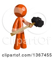 Poster, Art Print Of Orange Man Holding A Sledgehammer