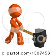 Poster, Art Print Of Orange Man Swinging A Sledgehammer