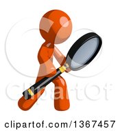 Clipart Of An Orange Man Searching With A Magnifying Glass Royalty Free Illustration