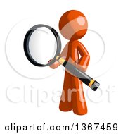 Clipart Of An Orange Man Searching With A Magnifying Glass Royalty Free Illustration