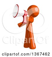 Clipart Of An Orange Man Announcing With A Megaphone Royalty Free Illustration