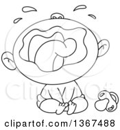 Clipart Of A Cartoon Black And White Wailing Baby Boy Royalty Free Vector Illustration