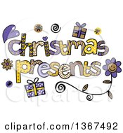 Poster, Art Print Of Colorful Sketched Christmas Presents Word Art