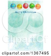 Poster, Art Print Of Distressed Blue Background With Baubles And Merry Christmas Text