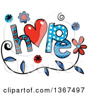 Clipart Of Colorful Sketched Hope Word Art Royalty Free Vector Illustration