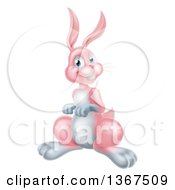 Clipart Of A Happy Pink Easter Bunny Rabbit Royalty Free Vector Illustration