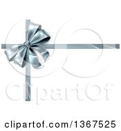 Poster, Art Print Of 3d Silver Christmas Birthday Or Other Holiday Gift Bow And Ribbon On White