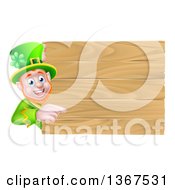 Poster, Art Print Of St Patricks Day Leprechaun Pointing Around A Wooden Sign