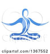 Clipart Of A Blue Relaxed Person Meditating Royalty Free Vector Illustration