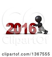 Clipart Of A 3d Reflective Black Man Pushing Together A New Year 2016 Over White Royalty Free Illustration