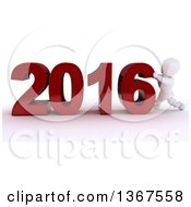 Clipart Of A 3d White Character Pushing Together A New Year 2016 Over White Royalty Free Illustration
