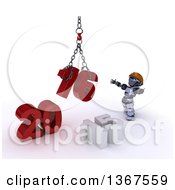 Poster, Art Print Of 3d Silver Robot Contractor Using A Hoist To Piece Together A New Year 2016 With 15 On The Ground Over White