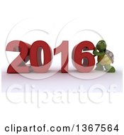 Poster, Art Print Of 3d Tortoise Pushing Together A New Year 2016 Over White