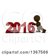 Poster, Art Print Of 3d Brown Man Pushing Together A New Year 2016 Over White