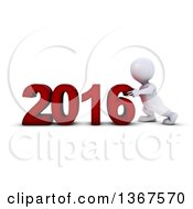 Clipart Of A 3d White Man Pushing Together A New Year 2016 Over White Royalty Free Illustration
