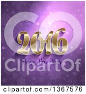 Clipart Of A Happy New Year 2016 Greeting Over Purple Stars And Snowflakes Royalty Free Vector Illustration