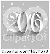 Clipart Of A Happy New Year 2016 Greeting Over Gray With Stars Royalty Free Vector Illustration