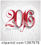 Clipart Of A Red And Gray Happy New Year 2016 Greeting Over Gray With Stars Royalty Free Vector Illustration