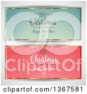 Clipart Of Merry Christmas And A Happy New Year Greeting Banners Royalty Free Vector Illustration