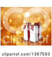 Poster, Art Print Of 3d Gift Box Over Golden Bokeh Flares