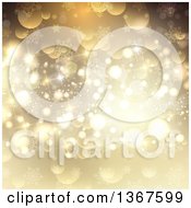 Poster, Art Print Of Gold Christmas Background With Bokeh Stars And Snowflakes