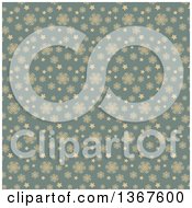 Poster, Art Print Of Retro Tan And Blue Snowflake Pattern Background