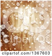 Poster, Art Print Of Christmas Background Of Snowflakes Over Gold Bokeh And Lights