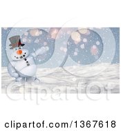 Poster, Art Print Of 3d Snowman Presenting In The Snow