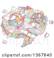 Clipart Of Sketched Books Forming A Speech Balloon Royalty Free Vector Illustration