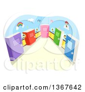 Poster, Art Print Of Hallway With Colorful Book Doors