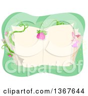 Clipart Of A Pink Fairy With Flowers And Vines On An Open Book Royalty Free Vector Illustration