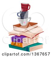 Poster, Art Print Of Stack Of Books And Coffee Cups