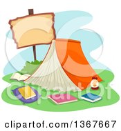 Poster, Art Print Of Book Tent With A Blank Sign