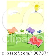 Poster, Art Print Of Book Flower Plants Bathing In The Sun Depicted As A Light Bulb