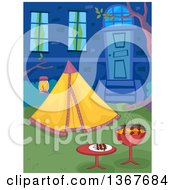 Poster, Art Print Of Bbq Grill And Tent In A Back Yard