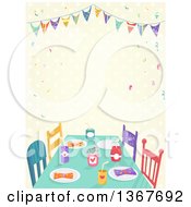 Poster, Art Print Of Table Decorated For A Kids Party With Text Space Over Faded Dots