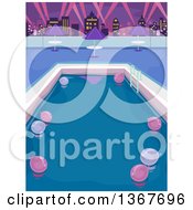 Clipart Of A Roof Top Urban Pool Party Scene With Skyscrapers In The Background Royalty Free Vector Illustration by BNP Design Studio
