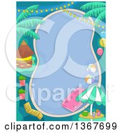 Poster, Art Print Of Birthday Pool Party With Lights Balloons And A Tiki Hut