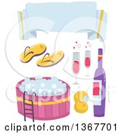Poster, Art Print Of Blank Banner Flip Flops Hot Tub Sponge And Wine