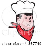 Clipart Of A Retro Cartoon Happy Male Chef Or Baker Face Royalty Free Vector Illustration