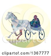 Poster, Art Print Of Geometric Low Poly Man Horse Harness Racing
