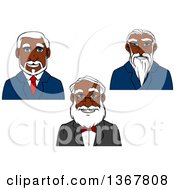 Clipart Of Cartoon Black Businessman Avatars Royalty Free Vector Illustration