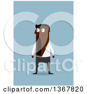 Clipart Of A Flat Design Black Business Man Dropping His Jaw On Blue Royalty Free Vector Illustration