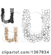 Poster, Art Print Of Floral Lowercase Alphabet Letter U Designs