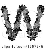 Poster, Art Print Of Black And White Floral Lowercase Alphabet Letter W