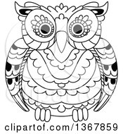 Clipart Of A Black And White Owl Royalty Free Vector Illustration