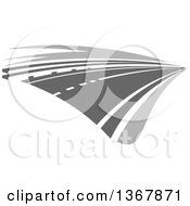 Clipart Of A Grayscale Two Lane Straightaway Highway Road Royalty Free Vector Illustration